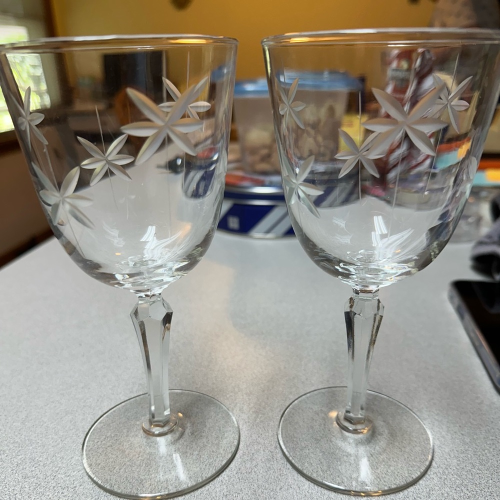 Vintage Libby Candlelight Water Wine Goblet Stem Glasses (4)